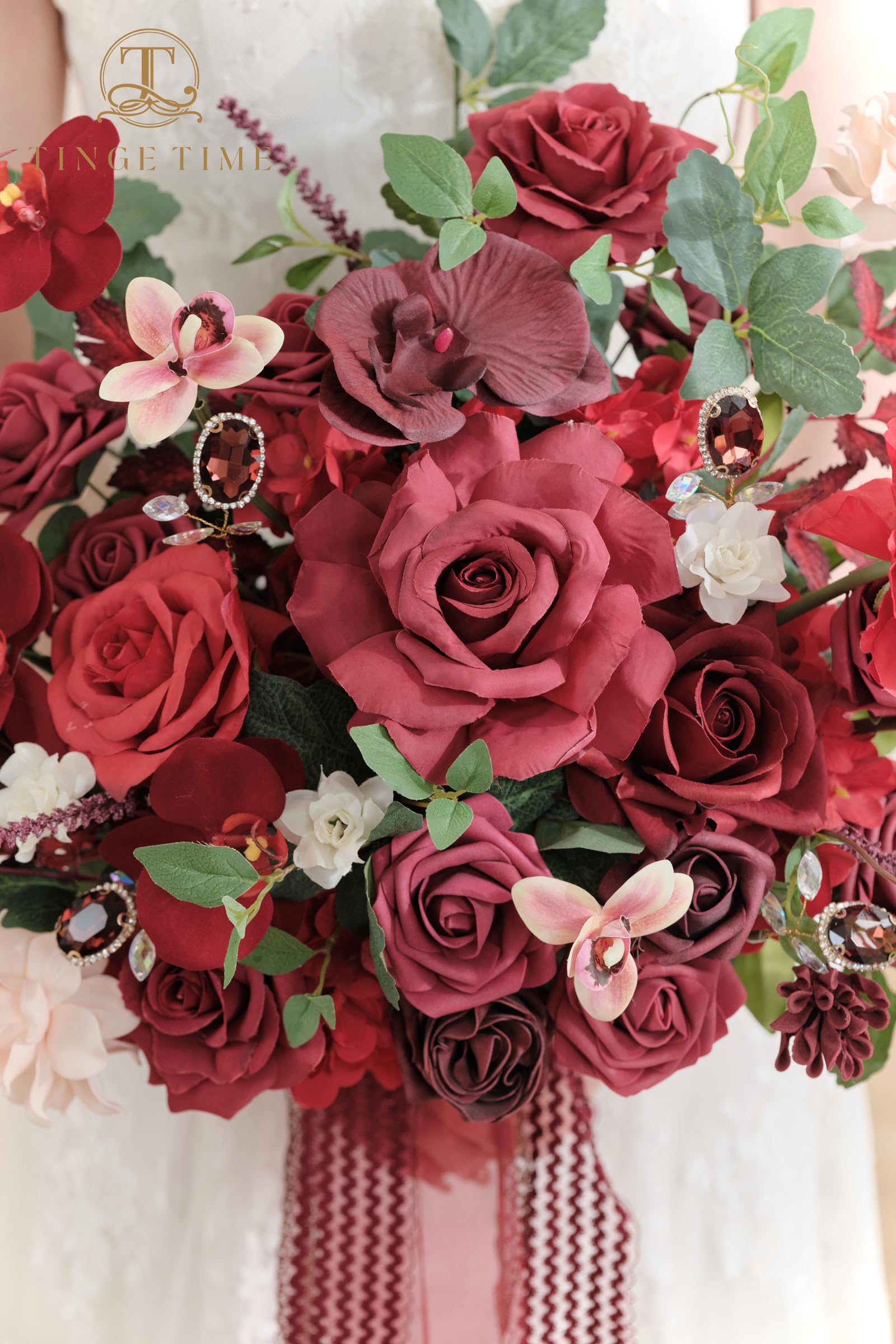 ウエディングブーケ Amazon｜TINGE TIME 17インチ 造花 ウェディングブーケ 花嫁用